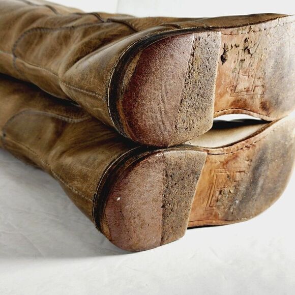 Frye Women's Paige US6,5BDistressed Leather Taupe Tall Equestrian Riding Boots - Picture 11 of 12